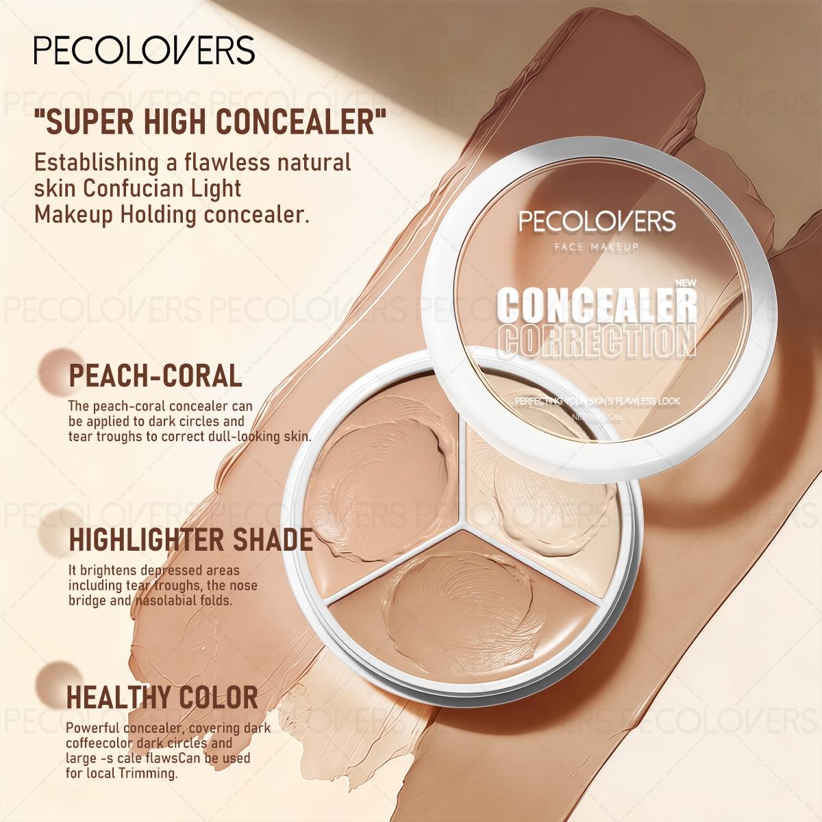 2pcs/set Full Coverage Foundation & 3-Color Concealer Palette - Moisturizing Face Foundation Cream Waterproof Long Lasting Oil Control Full Coverage Pores Dark Circles Face Base Brighten Wheat Tone Liquid Foundation