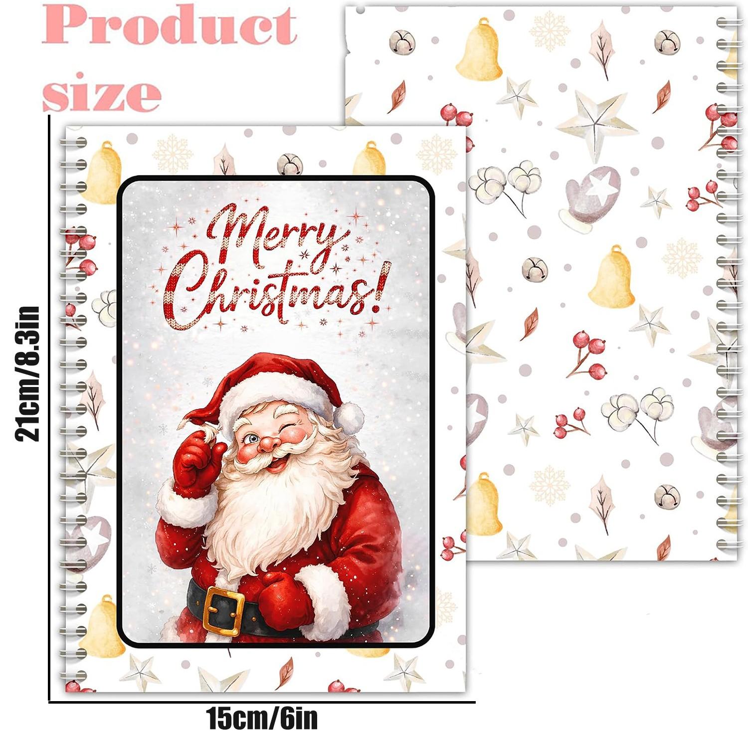 Christmas Gift Card Book, Santa Theme Spiral Binding Gift Card Album, Decorative Inner Pages, Christmas Gift Book with Card Holder, Perfect for Holidays and Parties