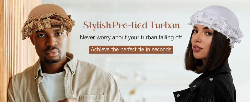 Turban for Men- Satin-Lined Durag Head Wrap for Fashion & Comfort - Multipurpose Head Scarf Head Warp for Men and Women