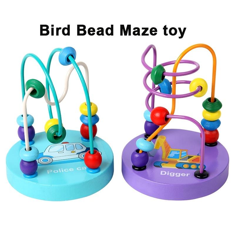 A wooden bird bead maze toy--durable chewing and educational toy for parrots, macaws, and lovebirds Large Rooftop Metal Cage Cockatiel with Stand Luxury Rolling Play Top Iron Flight Squirrel-proof Feeding Station