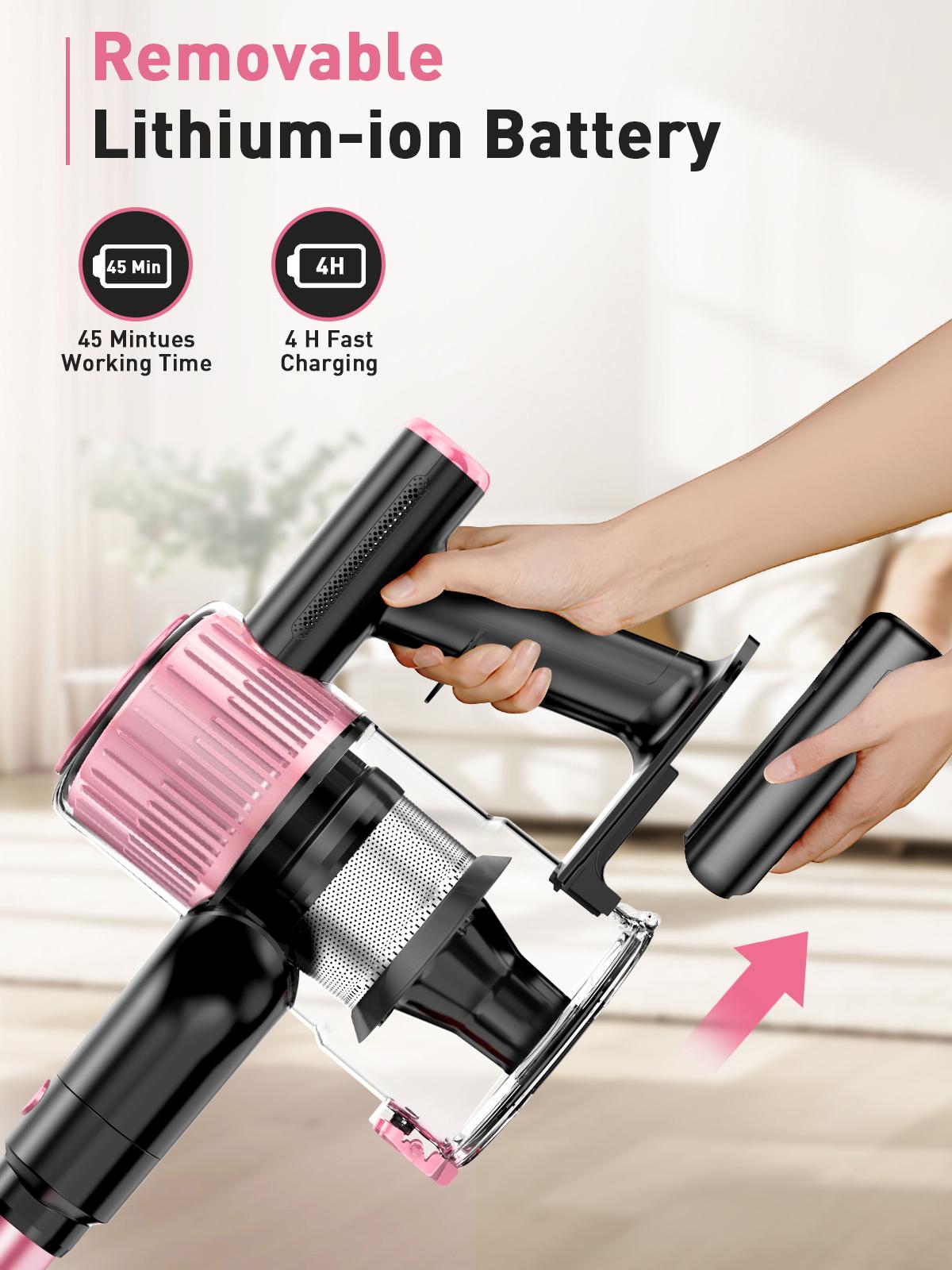 VICEASE Cordless Vacuum Cleaner, 450W 33Kpa, LED Display, Green LED, Anti-Tangle & 1.5L Dust Cup, Gift Box, 8-in-1 Vacuum for Hardwood Floor/Carpet/Pet Hair/Car/Gift