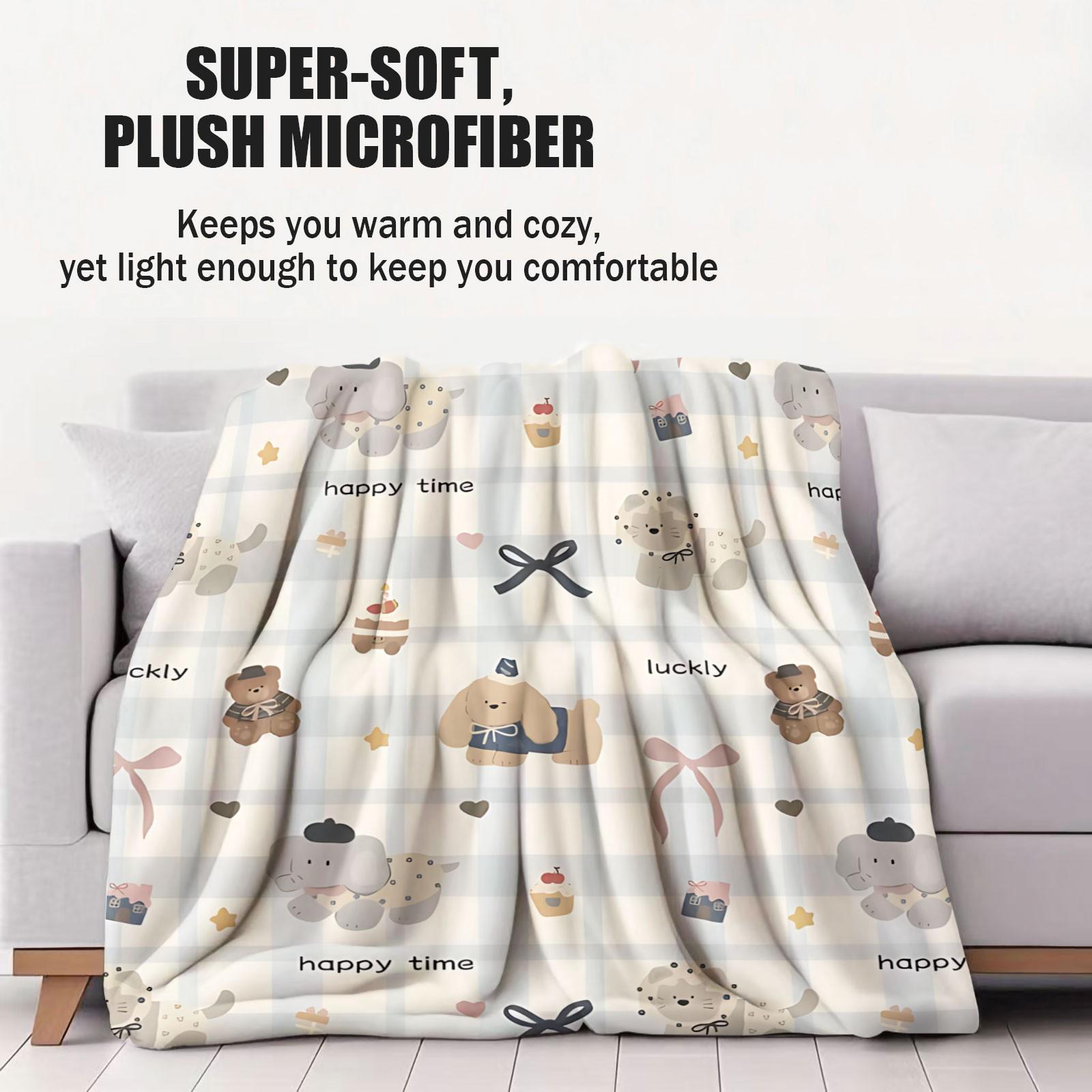 1-Piece Set: Cute and Soft Korean-Style Animal-Print Y2K Checkered Blanket—The Perfect Gift for Sofas and Bedrooms, a Comfortable and Stylish Home Decor and Bedding Accessory