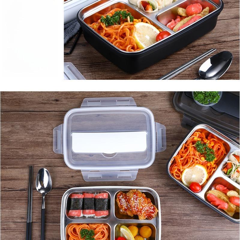 1pc 304 Stainless Steel Lunch Box, Portable Sealed Bento Box for Students & Adults, Large Capacity, Odor-Proof Compartments, Airtight Bento Boxes