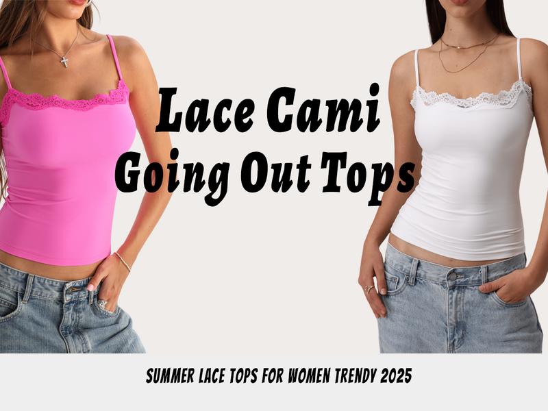 Starrylion Padded Lace Cami Top Double Lined Sexy Tank Top Spaghetti Strap Club Party Shirt