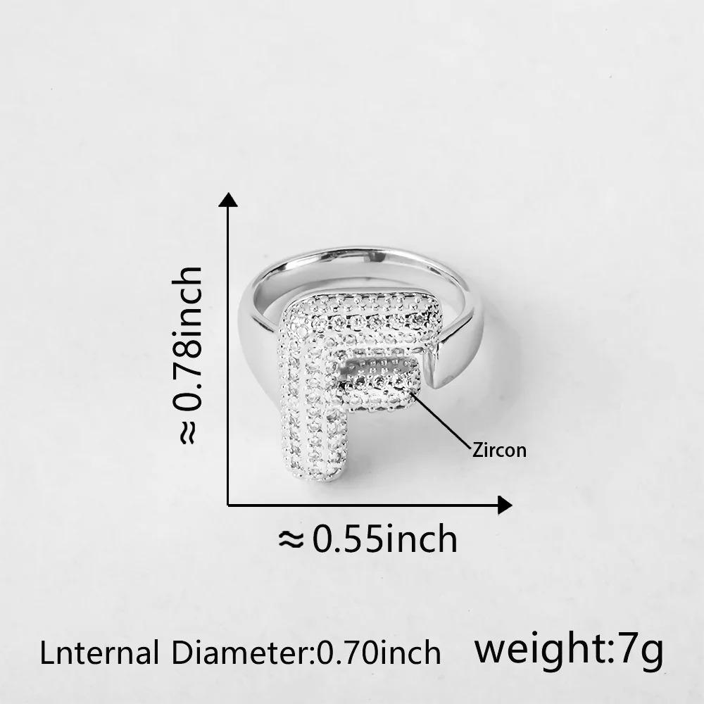 26 Letter Open-Ended Zircon Ring Minimalist Series Gift For Friends Elegant Gold Tone Jewelry name