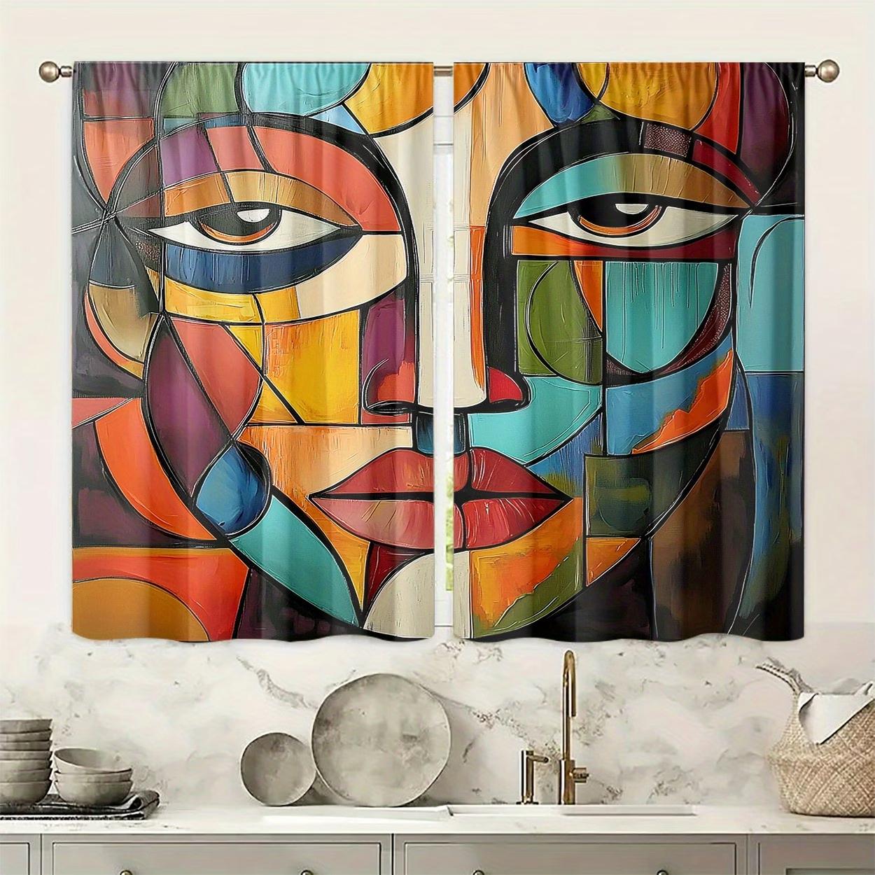 2 pieces / set of dark blue Nordic-style crystal-pattern curtains, 3D digital printed curtains, lightweight and ventilated, suitable for comfortable bedrooms, stylish offices, fashionable kitchens, cozy living rooms and peaceful study rooms