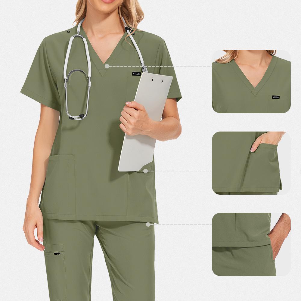 Comfortable Leisure Care Center Daily Practical Work Clothes Set Women Unisex Doctor Hospital Uniform Top Jogger Pants Veterinary Nursing Uniforms