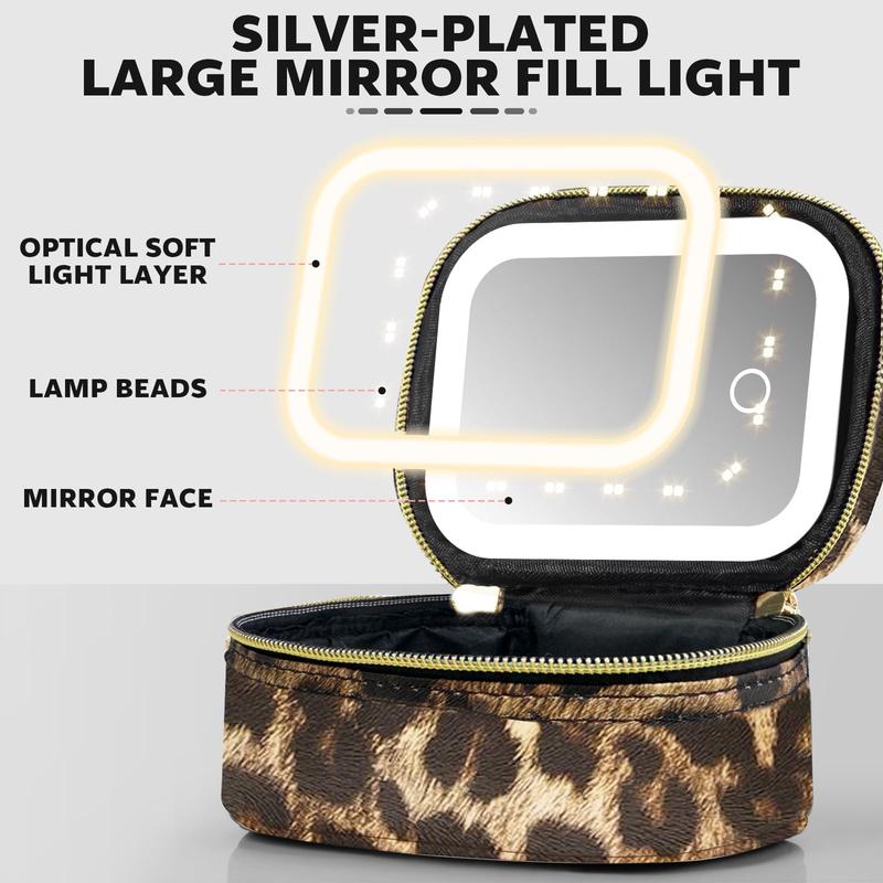 Portable Makeup Bag with LED Light & Mirror, Removable Travel Organizer, Battery-Powered Cosmetic Case, Makeup Tools for Women, Makeup Storage Bag, Makeup Pouch Portable Makeup Bag with LED Light & Mirror, Removable Travel Organizer, Battery-Powered Cosmetic Case, Makeup Tools for Women, Makeup Storage Bag, Makeup Pouch