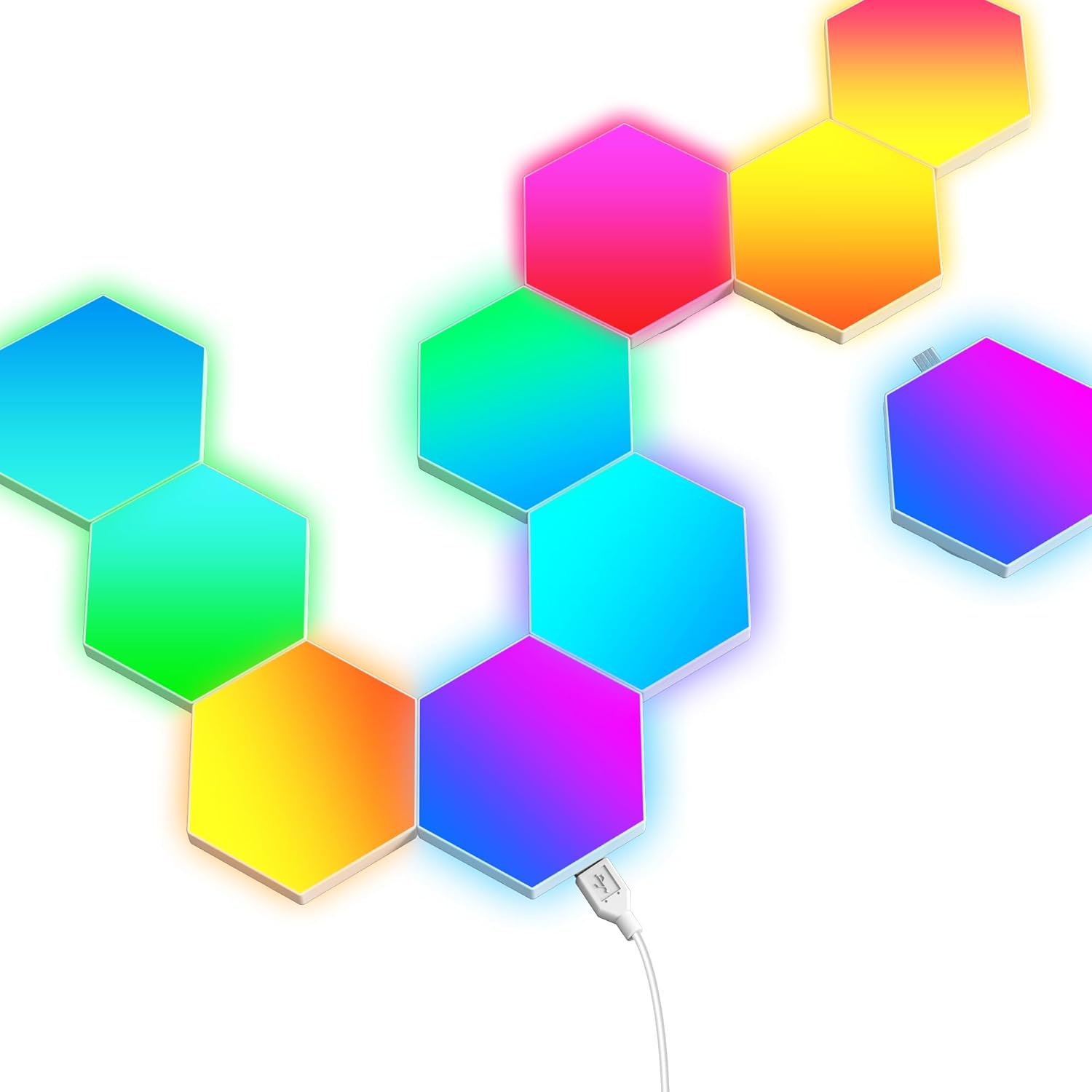 Hexagonal Wall Light Panel, Smart APP RGB Hexagon LED Modular Strip Remote Control, Music Sync Function for Gaming Room, Living Room, Bedroom