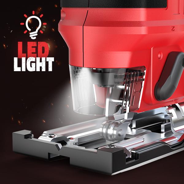 Cordless Jigsaw Compatible with Milwaukee 18V Battery(NO Battery!!), Brushless Jig Saw, 2900RPM, 0°-45°Bevel, 3 Action, LED Light for Straight/Curve Cutting Wood