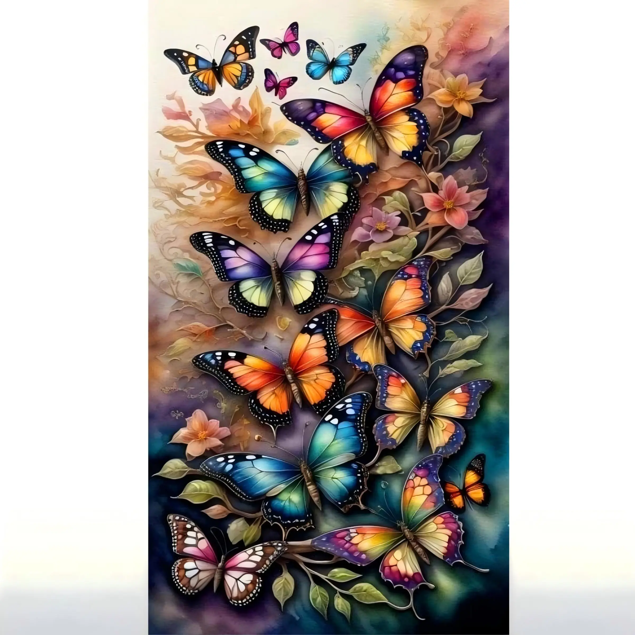 Butterfly & Flower Pattern DIY Diamond Arts Colorful Painting Kit without Frame, Handicraft, DIY 5D Diamond Arts Colorful Painting for Bedroom Home Wall Decor