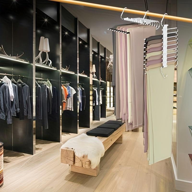 Upgraded 5-Layer Wave Pants Hanger - Multifunctional Space Saving Closet Solution for Leggings, Slacks & Accessories - Seamless Non-Slip S-Type Organizer Rack