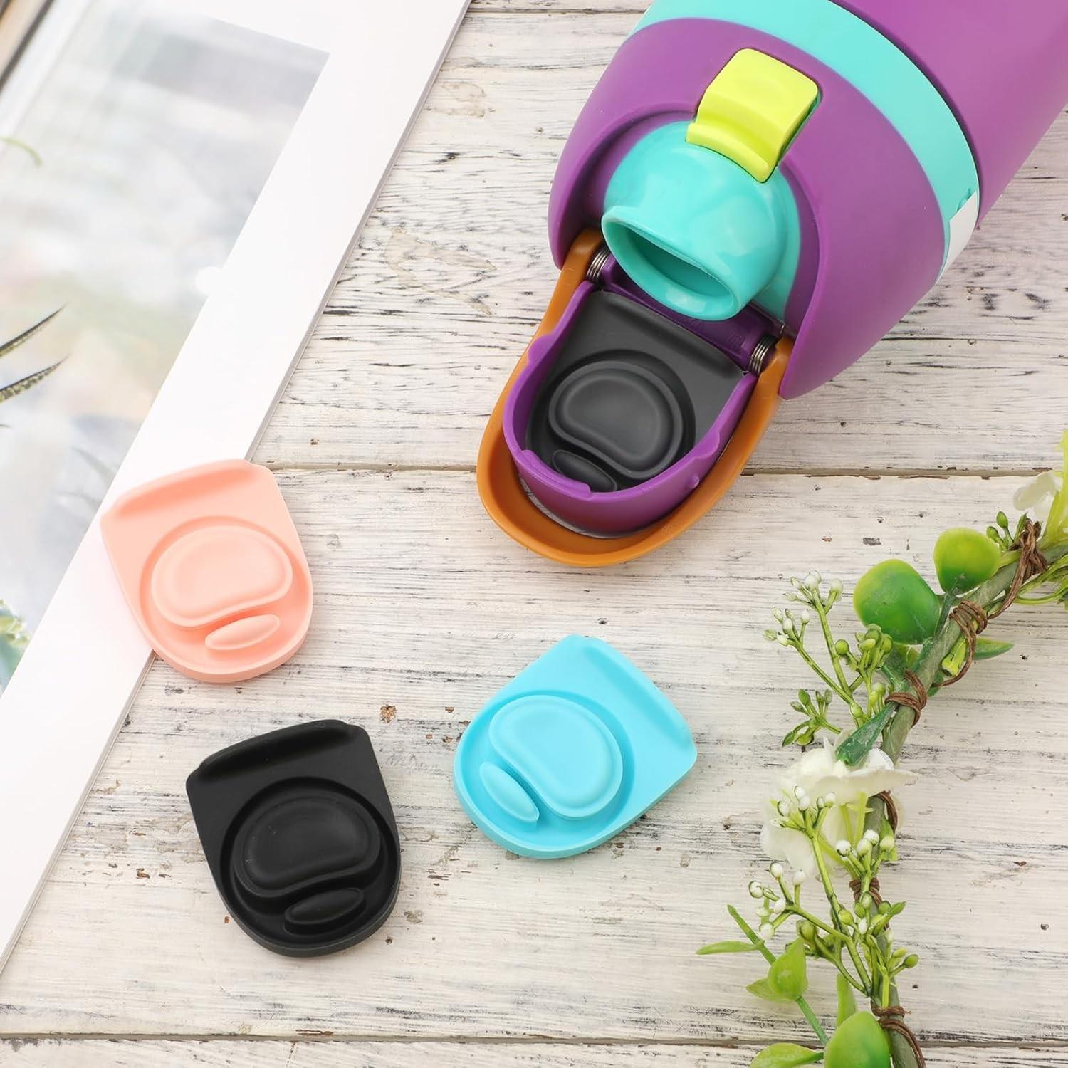 4-Pack Replacement Bottle Stopper, Compatible with 24oz and 32oz Water Bottles, Silicone Seal Rings, Fits 16/19/24/32/40oz Caps