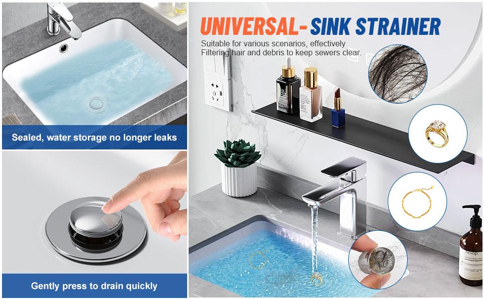 Stainless Steel Floor Drain Filter,Bathroom Sink Stopper Hair Catcher with Removable Stainless Steel Filter Basket Hair Catcher,Isolate Odor Pop Up Sink Drain Filter