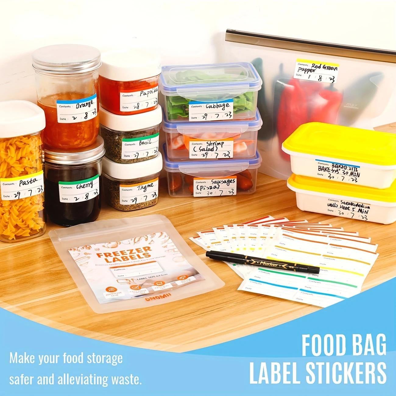 10 waterproof and detachable frozen food labels, easy to tear off date and content markings, durable and portable food storage labels, suitable for homes and restaurants, colorful refrigerator labels, food storage label stickers, stickers for food contain