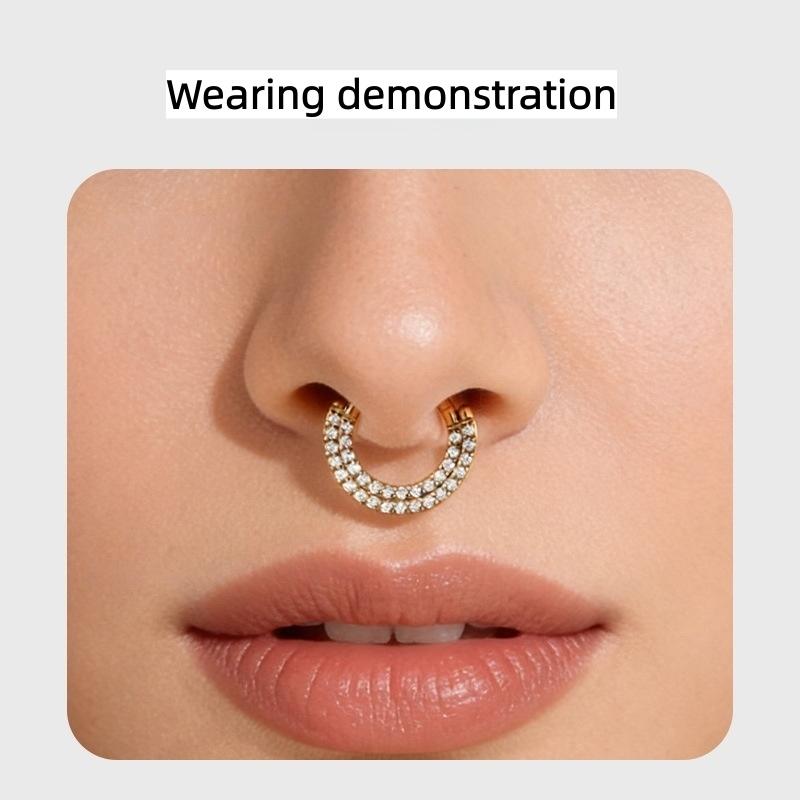 Titanium Alloy Hypoallergenic Nose Ring Hoop, Full Diamond Hinged Clicker, Sensitive Skin Friendly, Perfect Birthday/Valentine's Day/Mother's Day/Christmas Gift, Unisex Cartilage Earring