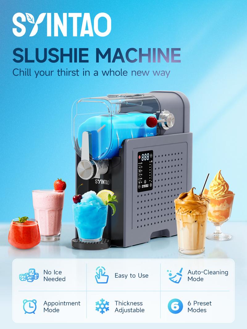 [Valentine's Day Gift] All in one slushie machine. No need to add ice, it can make various icy and refreshing treats.With 6 preset programs.such as chilled tequila, iced coffee, creamy ice cream, and silky milkshakes.