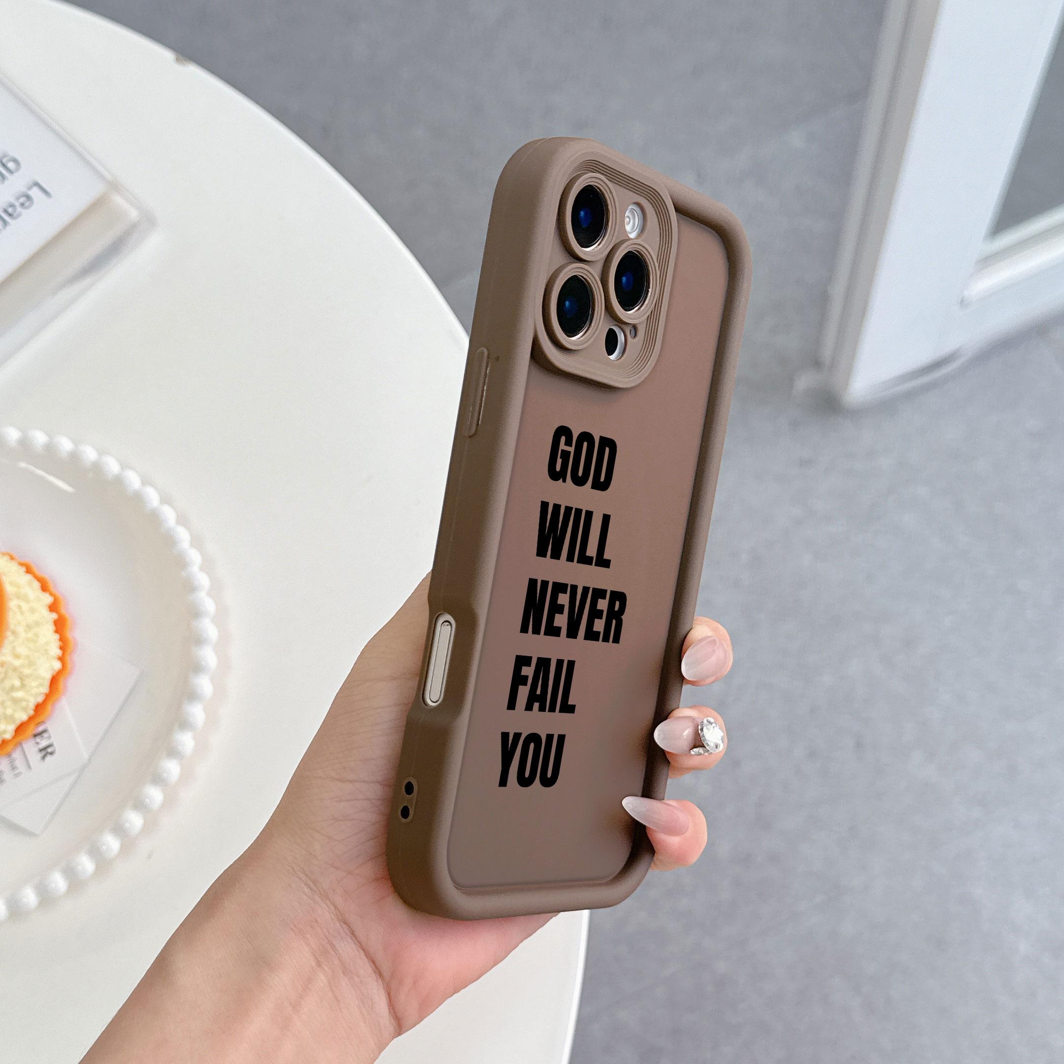 GOD WILL NEVER FAIL YOU  Bible Verse Phone Case | Black Aesthetic Shockproof Cover for iPhone 11 12 13 14 15 16 17 Pro Max Plus