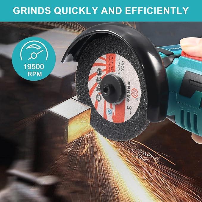 12V Cordless Mini Brushless Angle Grinder Kit with 4 Gutting Blades,2 pcs 12V 1500mAh Batteries 19500 RPM/Min,for Cutting Grinding Polishing Electric Heavy Duty Handle Power Tools,Blackfriday,Christmas Gift