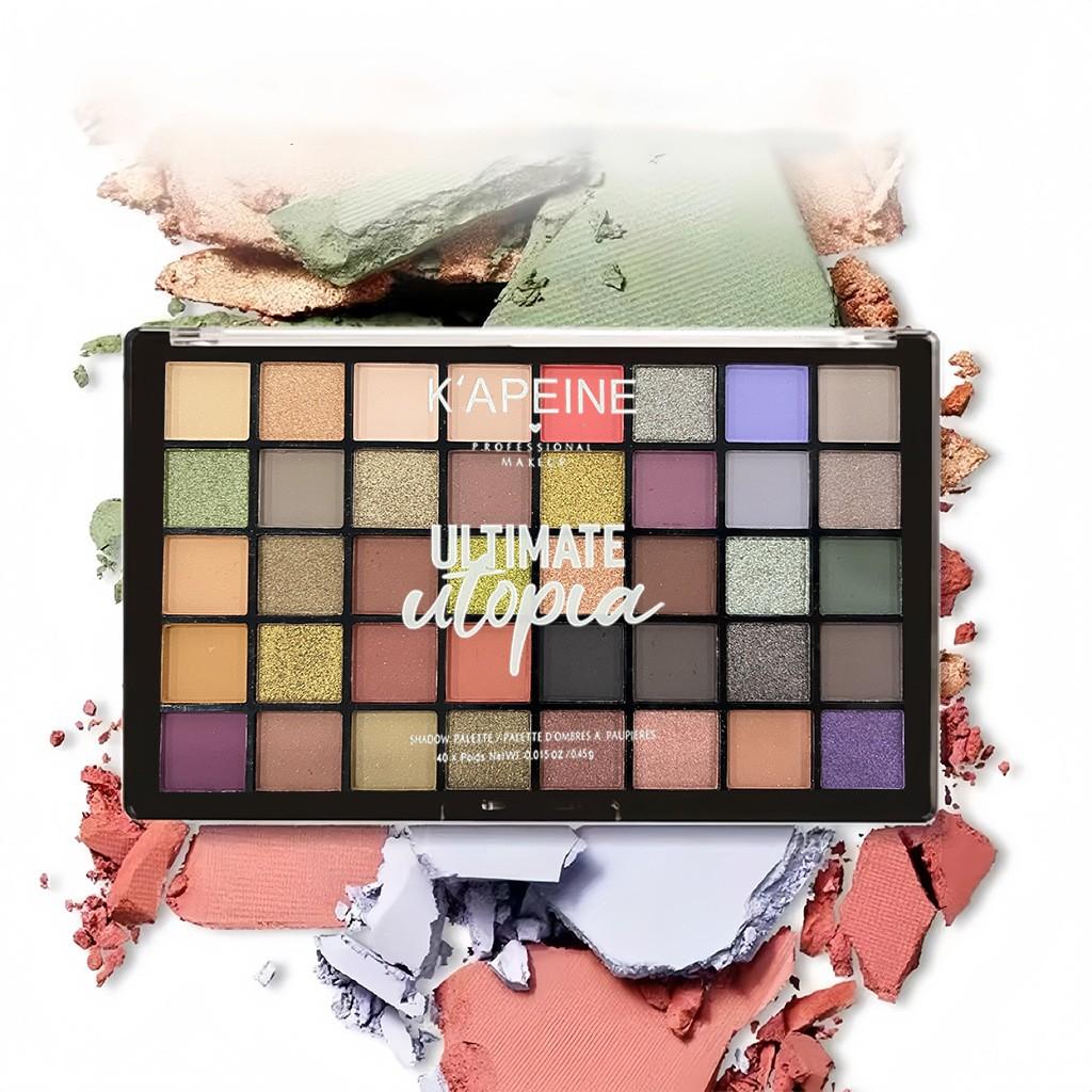 K'apeine 40 Color Eyeshadow Palette, Matte Shimmer Glitter All-In-One, Earthy Smoky Eye Makeup, Beginner-Friendly, Fine Powder, No Flyaway