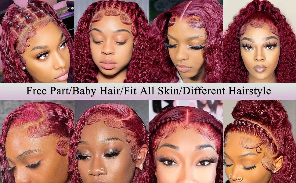 [26‘’Deep Wave=$135] CheetahBeauty 200% Density 99J Burgundy/Natural Black/T1B/4/27/FB30 Highlight Deep Wave Human Hair Wig 13x6 HD Transparent Lace Front Remy Hair Wigs Pre Plucked Brazilian Deep Wave Human Hair Wig For Women #TikTokShopHolidayHaul