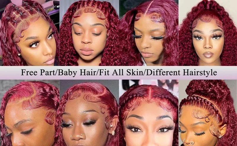 [26‘’Deep Wave=$135] CheetahBeauty 200% Density 99J Burgundy/Natural Black/T1B/4/27/FB30 Highlight Deep Wave Human Hair Wig 13x6 HD Transparent Lace Front Remy Hair Wigs Pre Plucked Brazilian Deep Wave Human Hair Wig For Women #TikTokShopHolidayHaul
