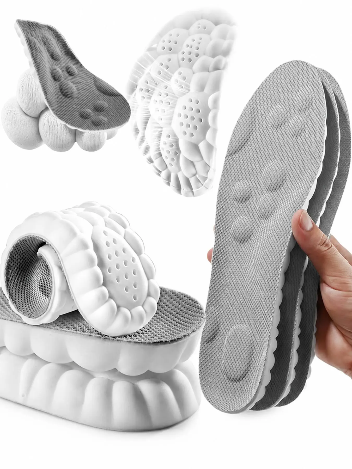 2/4 Pairs 4D Cloud Comfort Insoles for Men and Women, Soft Cushioned Shoe Inserts, Ideal for Sneakers, Work Shoes, Everyday Wear