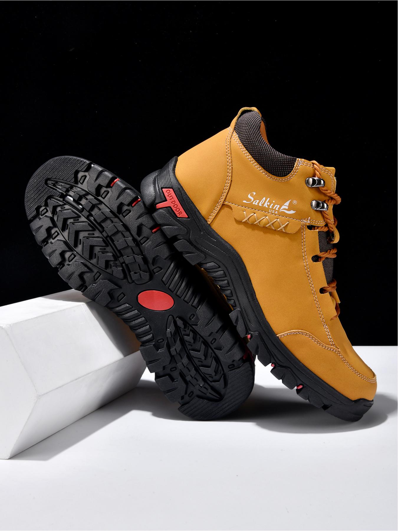 Men's High-Top Outdoor Hiking Boots, Non-Slip Wear-Resistant Work Boots, Lightweight Casual Trekking Shoes