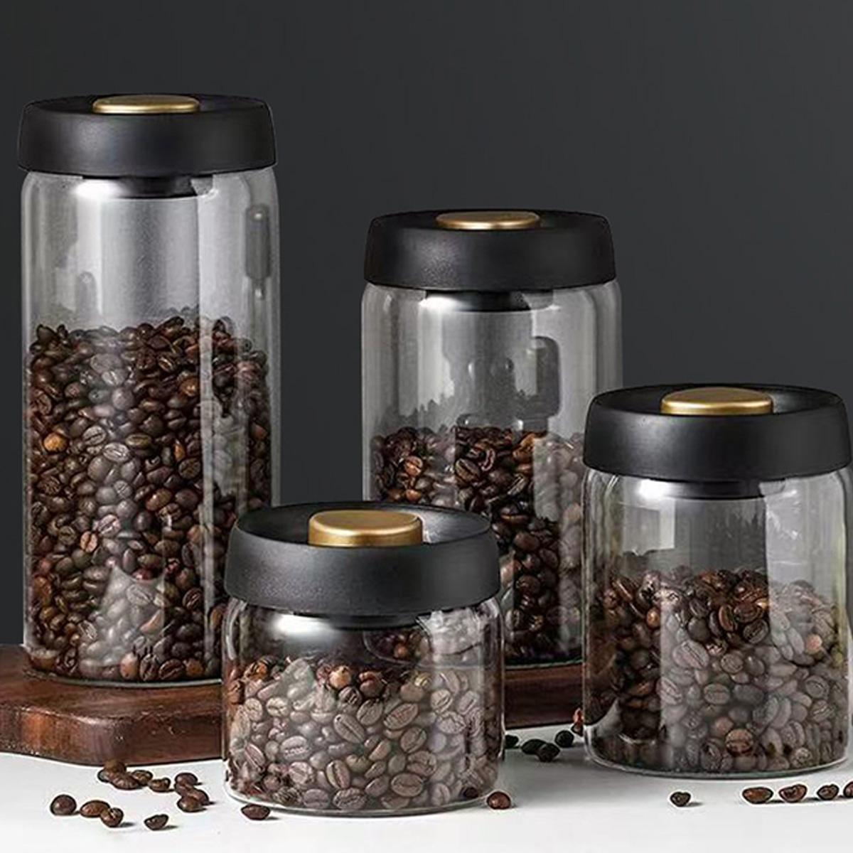 Vacuum Pump Sealed Glass Jar | Food Freshness Locking Canister | Kitchen Organizer for Coffee, Tea, Nuts | Single Unit
