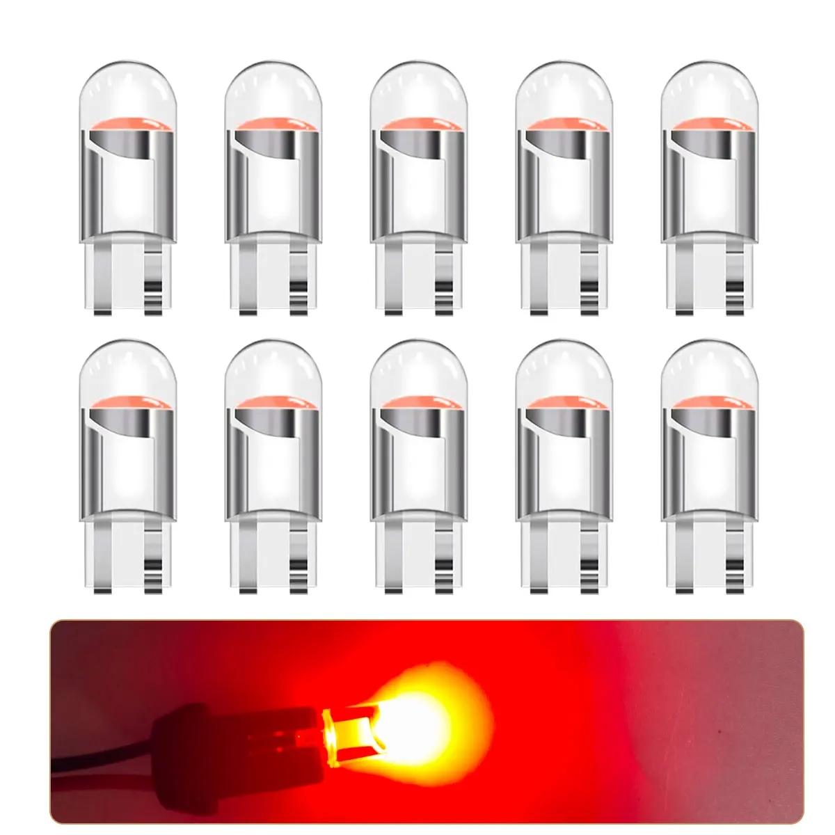 10pcs LED Light T10 COB W5w Y5w 168 194 for Car Interiors, Dome Lights, Parking Lights, Number Plate Lights, 12V Blue Lamps