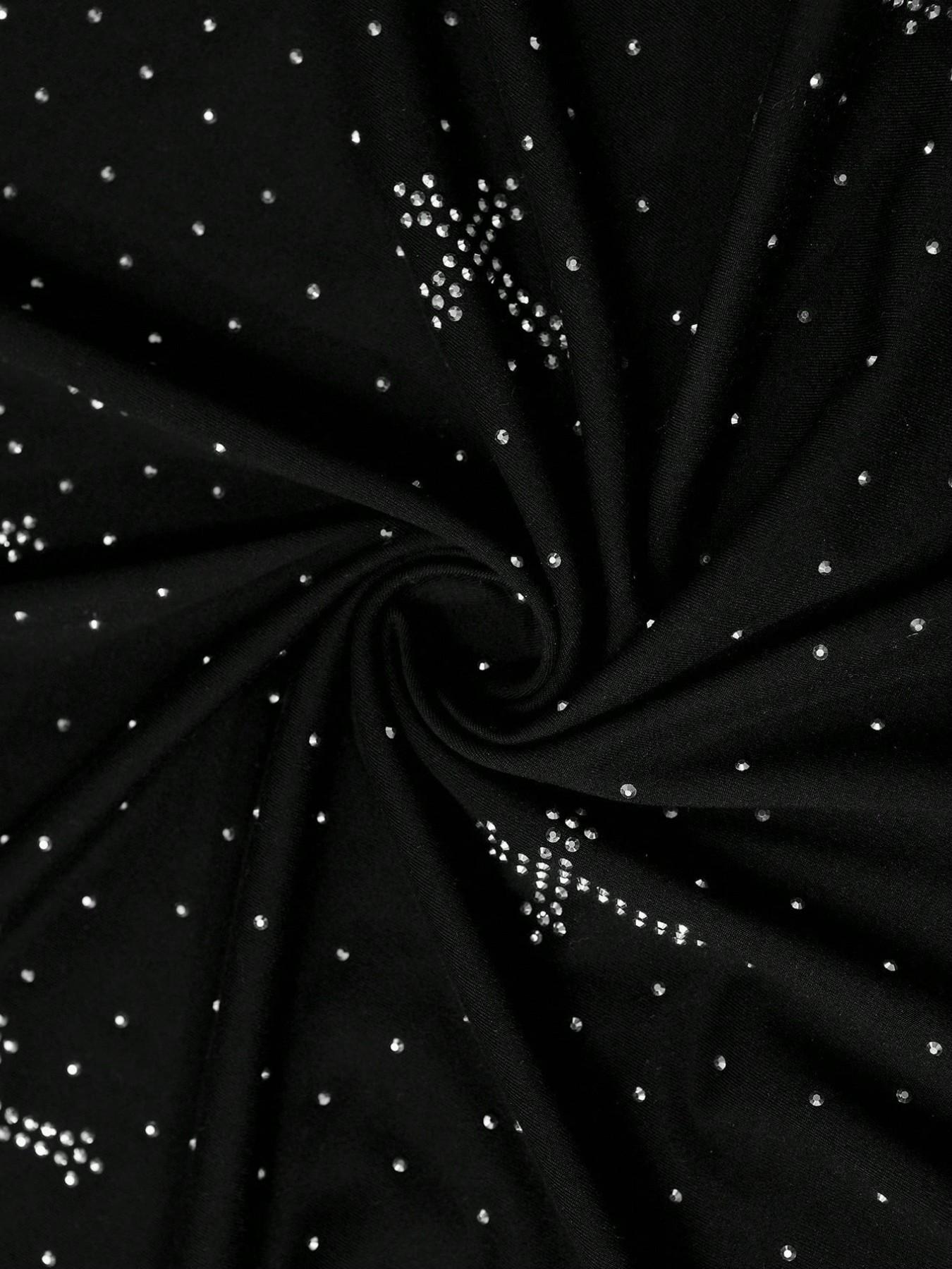 Men's Gothic Cross Rhinestone Embellished T-Shirt | Lightweight Breathable Polyester, Black Base with Sparkling Rhinestone Star & Cross Print, Oversized Fit, Y2K Streetwear Casual Tee, Ideal for Party, Night Out, Urban Street Style & Edgy Looks