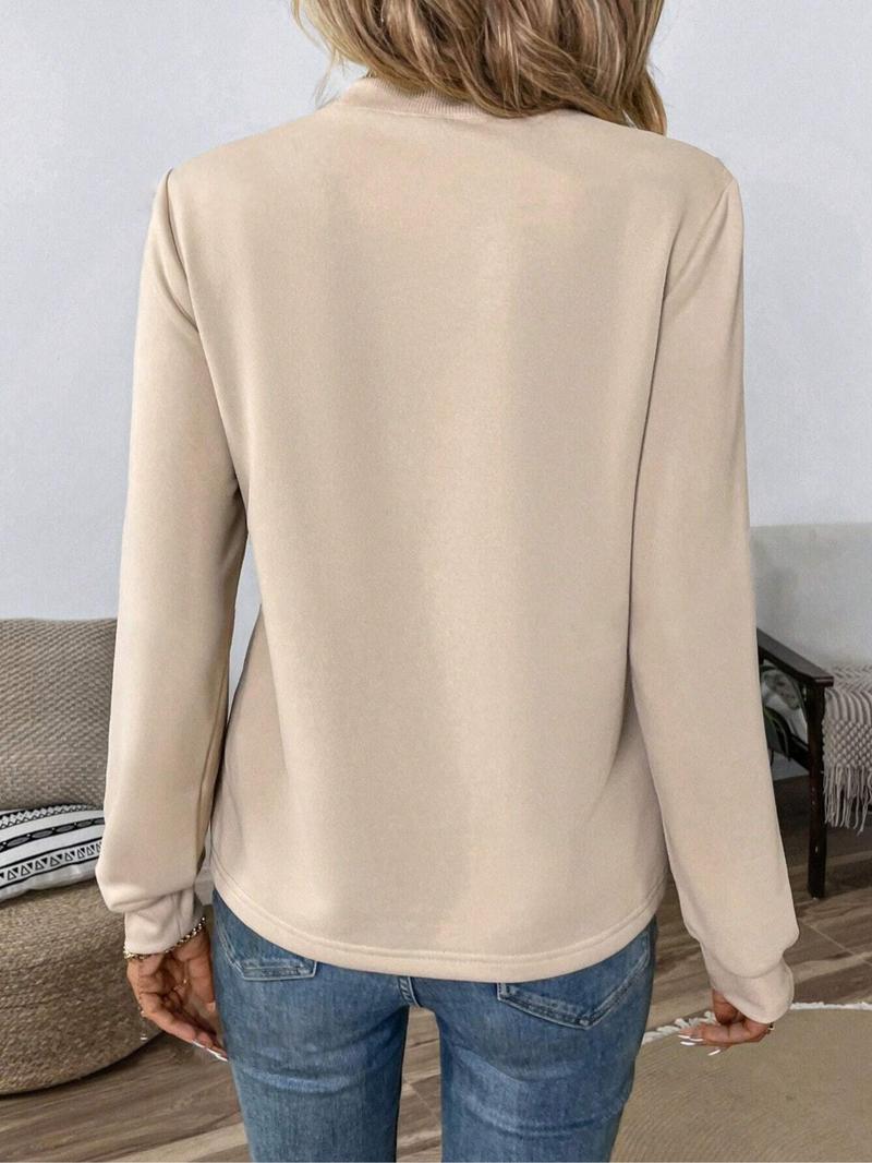 Women's Casual Leopard Print Tie Neck Long Sleeve Sweatshirt, All Seasons Fitted Sporty Pullover, Fashion Color Block Design