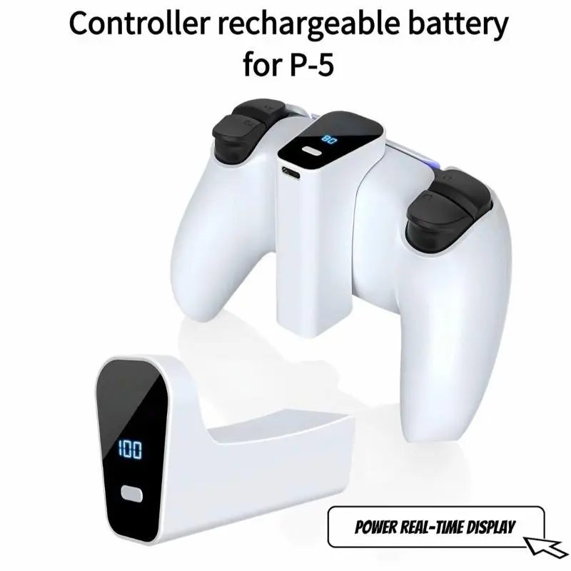 PS5 Controller Charging Station Stand with 2000mAh Fast Charging AC Adapter, Replacement Docking Station for PlayStation 5, PS5 Accessories