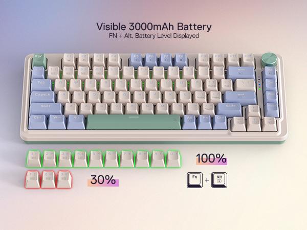 Redragon K673 PRO 75% Wireless Gasket RGB Gaming Keyboard, 3-Modes 81 Keys Compact Mechanical Keyboard Hot-Swap Socket, Dedicated Knob Control and Sound Absorbing Pads, Linear Red Switch