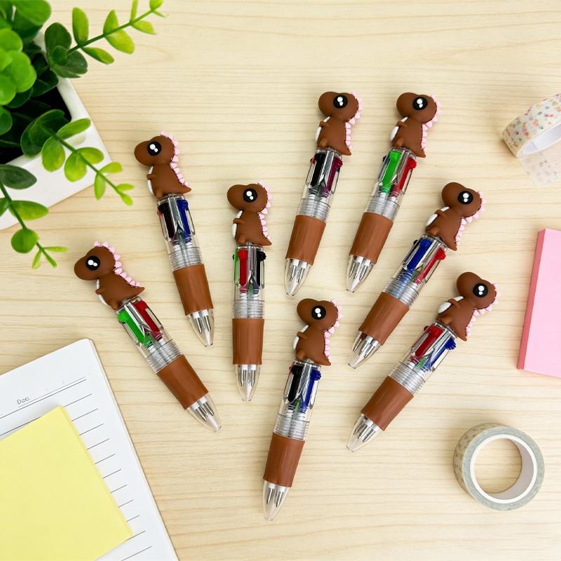 20/30pcs Creative and Cute Brown Little Dinosaur - themed Retractable Four - color Pen. The Dinosaur Series Press - type Gel Pen for Campus Design with Random Colors