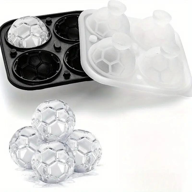 New Fun Football Shape Ice Cube Mold, Summer Ice Tray, Cocktail Ice Cubes, Whiskey Party Drink Large Ball Ice Mold, Perfect Gift for Soccer Fans