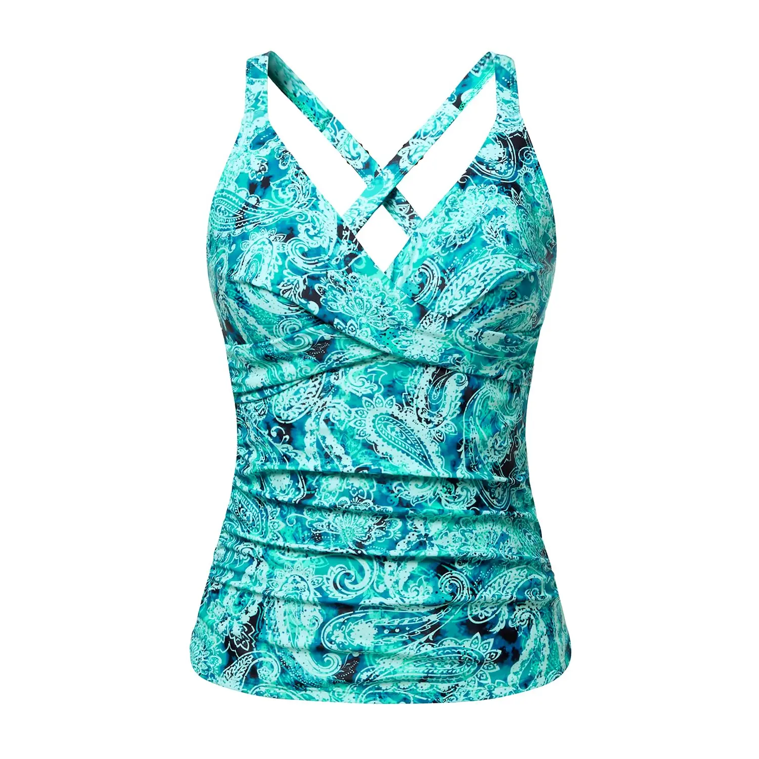 Tempt Me Women Underwire Tankini Top Only - Twist Front V Neck Bathing Suit Swim Top Tummy Control Cross Top 2026