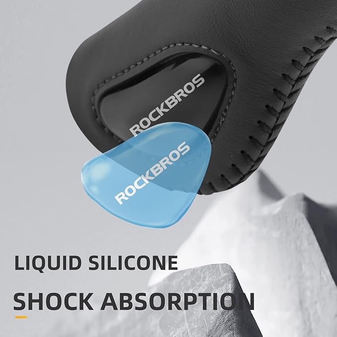 ROCKBROS Bike Handlebar Grips - Ergonomic Design, Soft Gel, Dual Lock-On, Secure Mount, Hex Wrench Included - 5.19 Inches for Mountain MTB Bikes, Electric Scooters, Rock Bros, Standard Size, Easy To Install, Reduces Hand Fatigue, End Caps, Mountain Mtb Mb