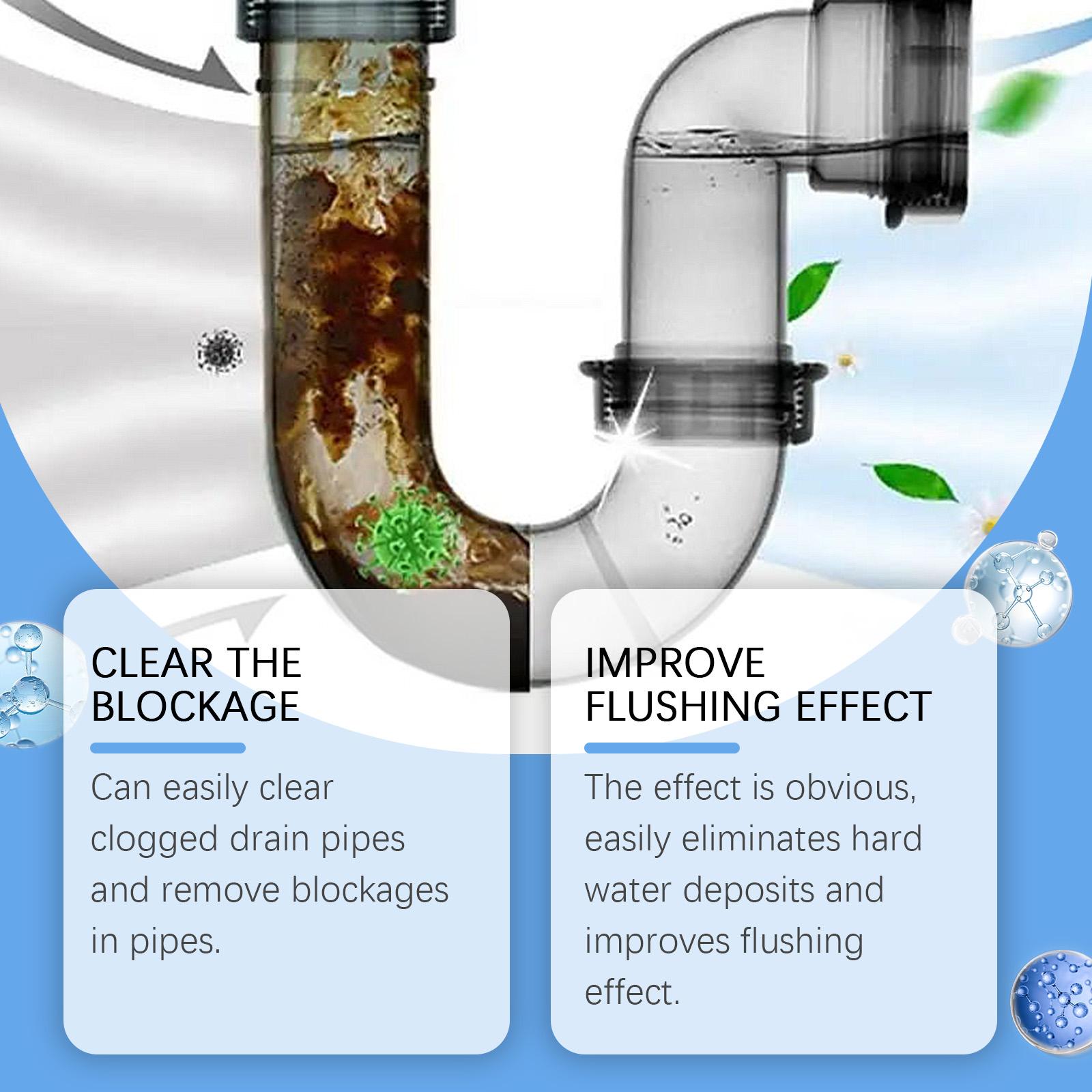 Jakehoe Drain Pipe Unclogging Powder - Cleans, Dissolves, Unclogs, and Removes Scale from Kitchen, Toilet, Sink, and Plumbing Pipes