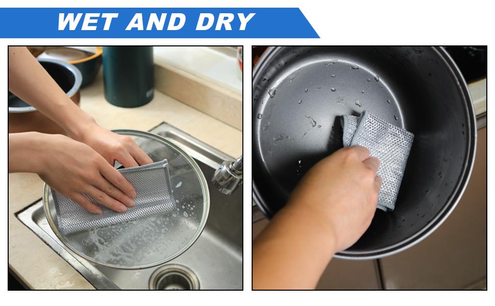 Wire Dishwashing Rag, 10 Pack Non Scratch Wire Dishcloth, Multipurpose Wire Washing Cloth for Wet and Dry, Scrubbing Wire Dishcloths for Kitchen