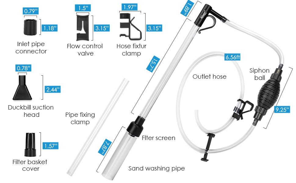 hygger Gravel Vacuum for Aquarium, Aquarium Siphon Vacuum Cleaner for Fish Tank Gravel and Sand Cleaning, Remove Dirt, Water Change, Aquarium Gravel Cleaner with Adjustable Water Flow