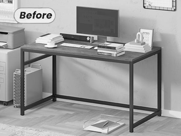 SEDETA 66-inch Home Office Desk with File Drawers and Power Outlets Printer Cabinet with Storage Shelves and Monitor Shelf, Game Table with LED Lights