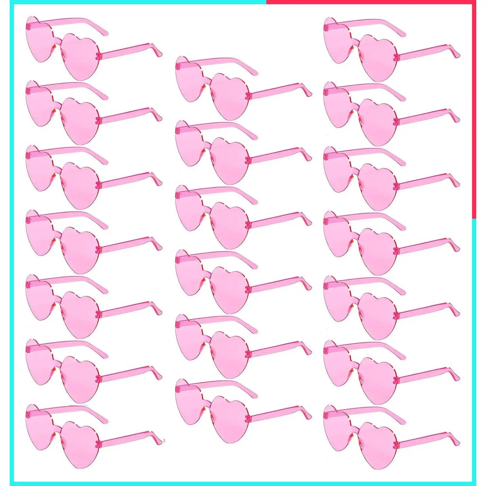 Bulk 20 Pairs Colorful Rimless Heart Shaped Sunglasses for Women Party Favors