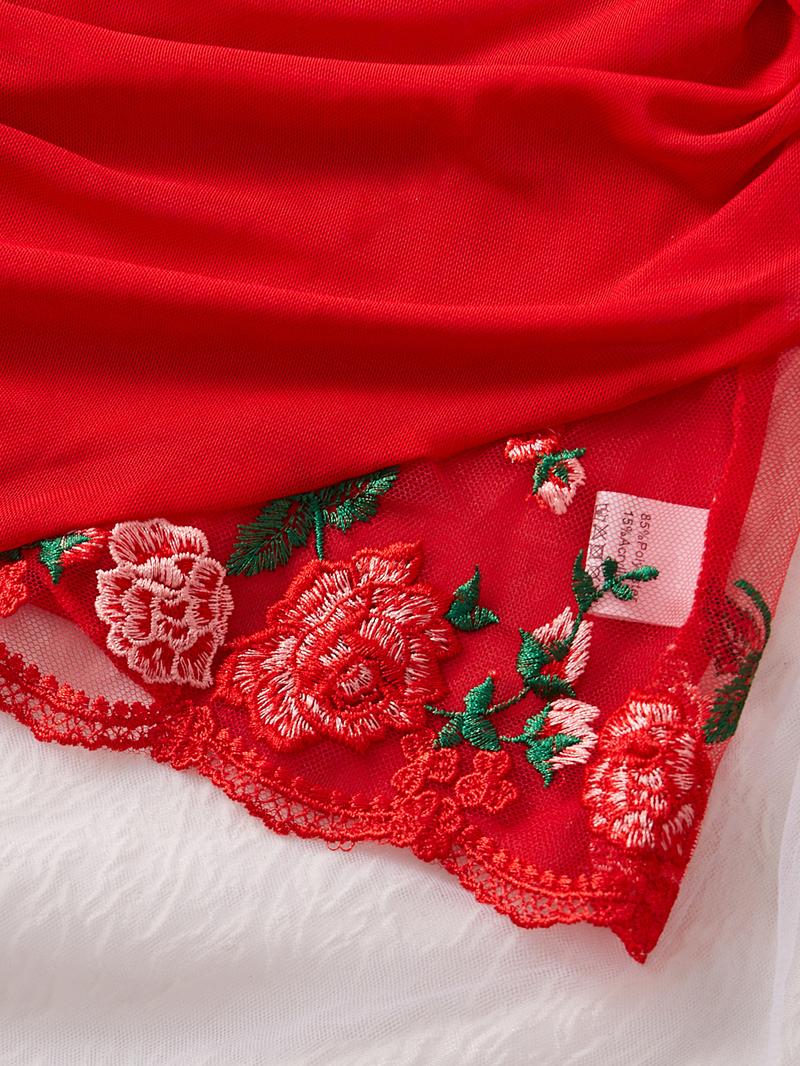 Plus Size Elegant Casual Cami Nightgown 2 Piece Set, Rose Embroidery, Adjustable Straps, Soft Lightweight Fabric, Sleeveless for All Seasons