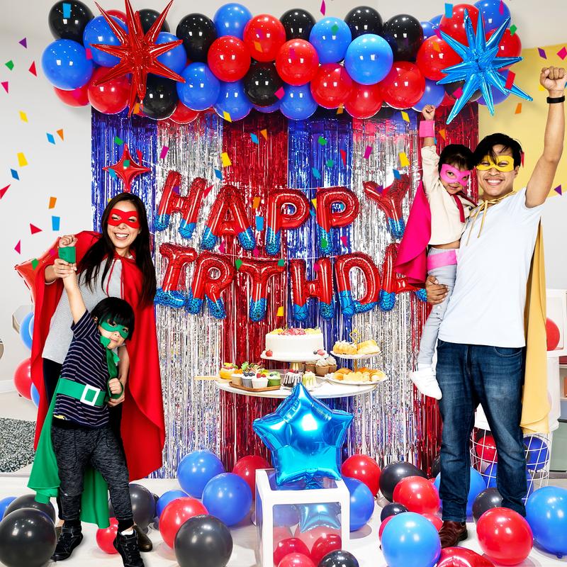 Spider Theme Balloon Arch Kit Birthday Decorations Party Supplies, Happy Birthday Wall Decor