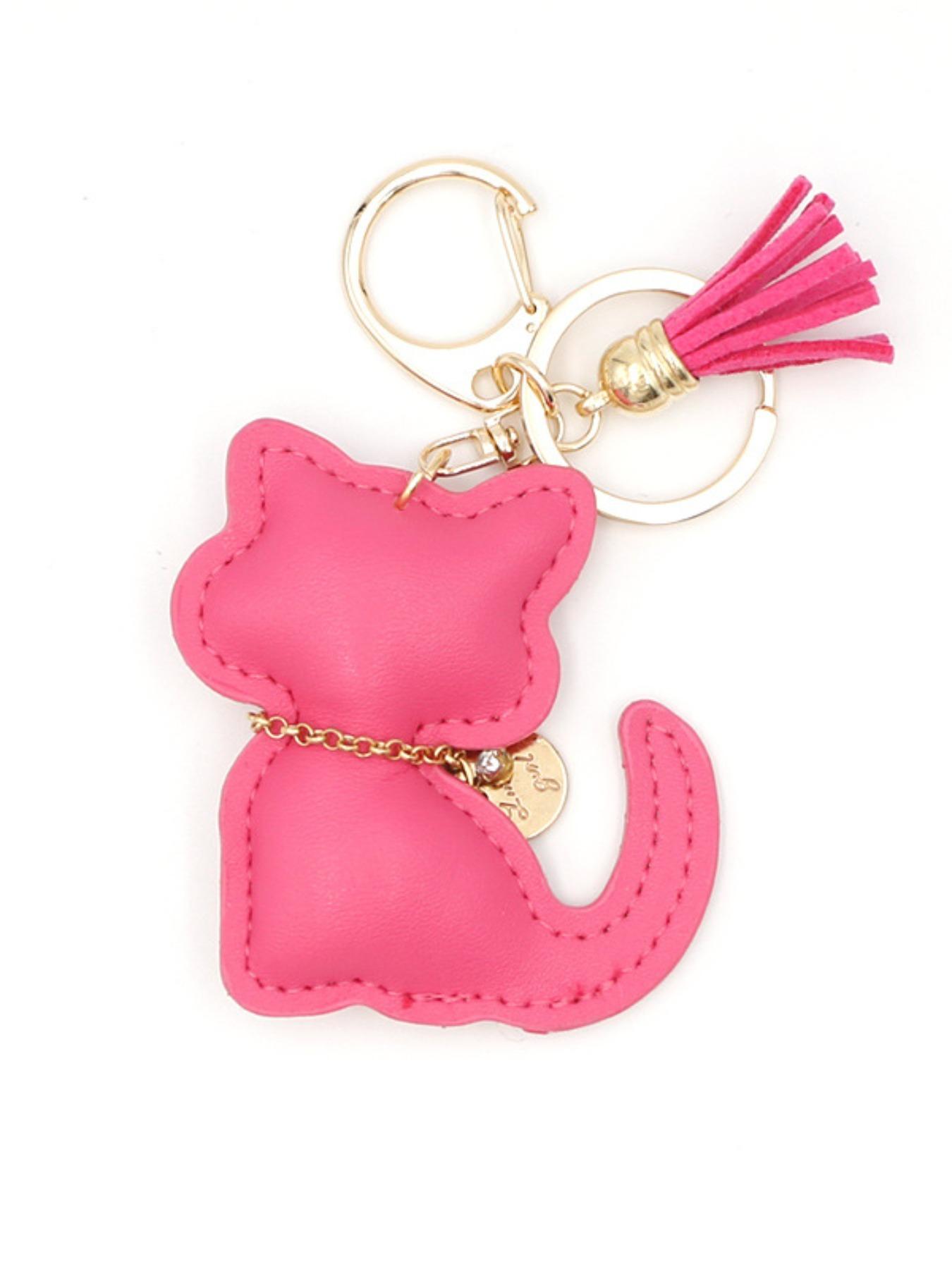 Elegant Cat Shaped Keychain PU Leather Bag Charm, Cute Kitten Decoration, Perfect Gift for Women and Girls, Birthday, Special Occasions