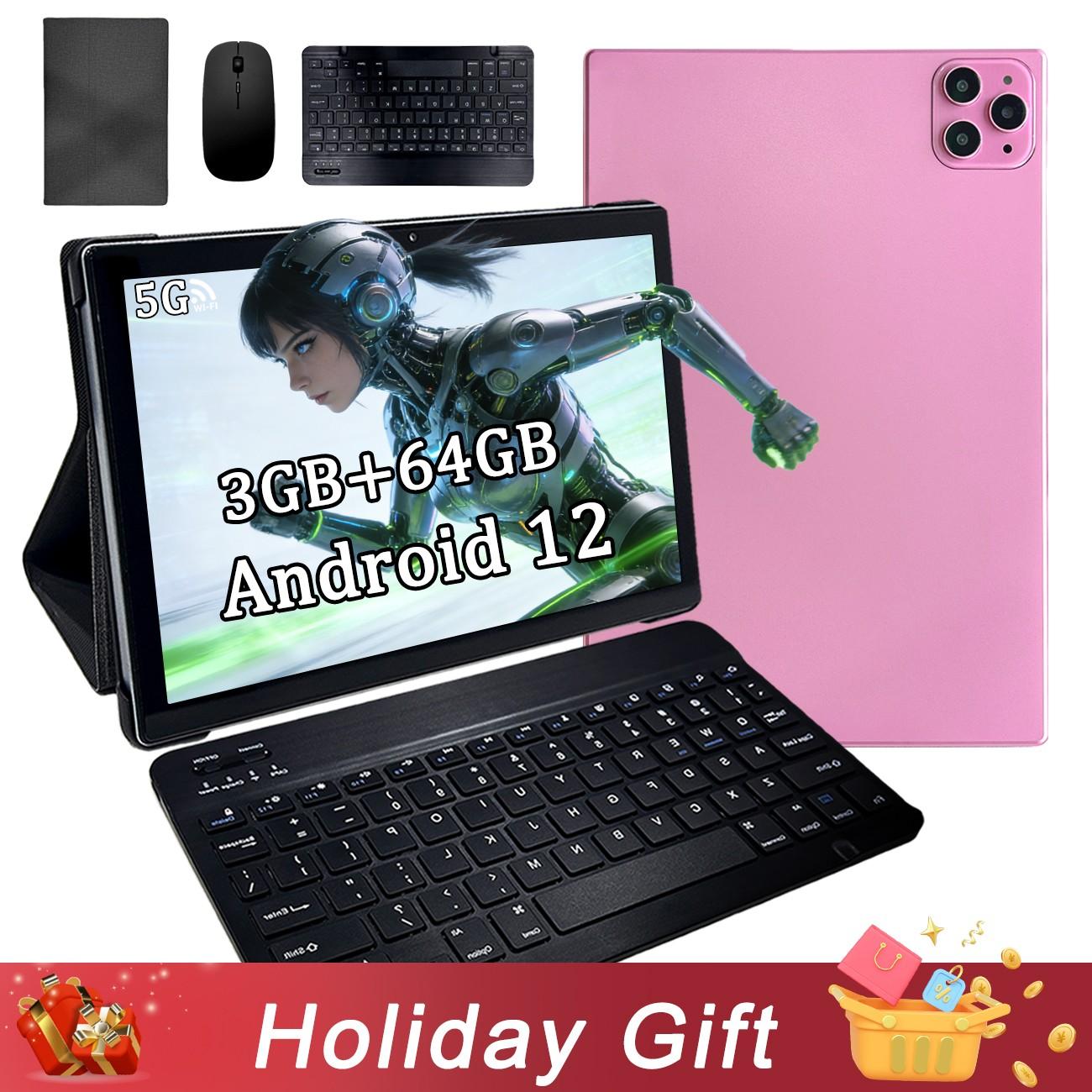 10.1-inch tablet, 9-in-1, Android 12, Android Tablet Pc, expandable 1TB, supports 5G wireless network, smooth internet access, for business and home use, supports high-definition TV watching, anti fall, no adapter, Android Wifi Tablet