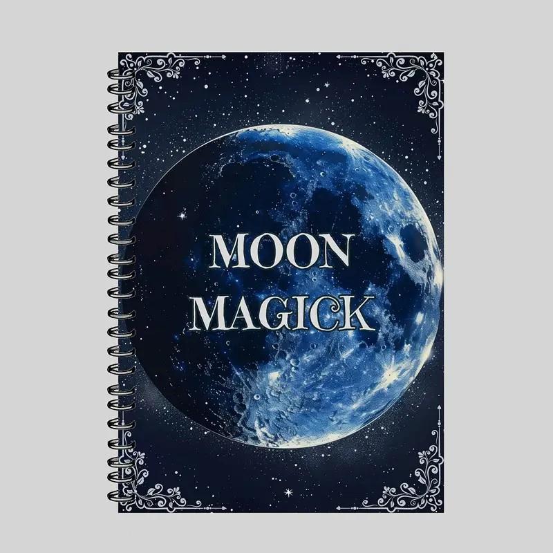 Witchcraft Practitioner Moon Magic Planner Book, Vintage Astrology Spellbook with Lunar Phase Tracker, Divination Rituals, A5 Notebook