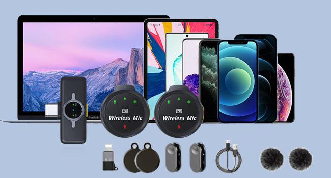 2Pack Wireless Lavalier Microphone for iPhone 16 15 iPad Android with Charge Case, Mini Clip/Magnetic Mic for Lightning/USB-C Smart Device Video Recording, Vlogging, YouTube, Interviews, 300FT