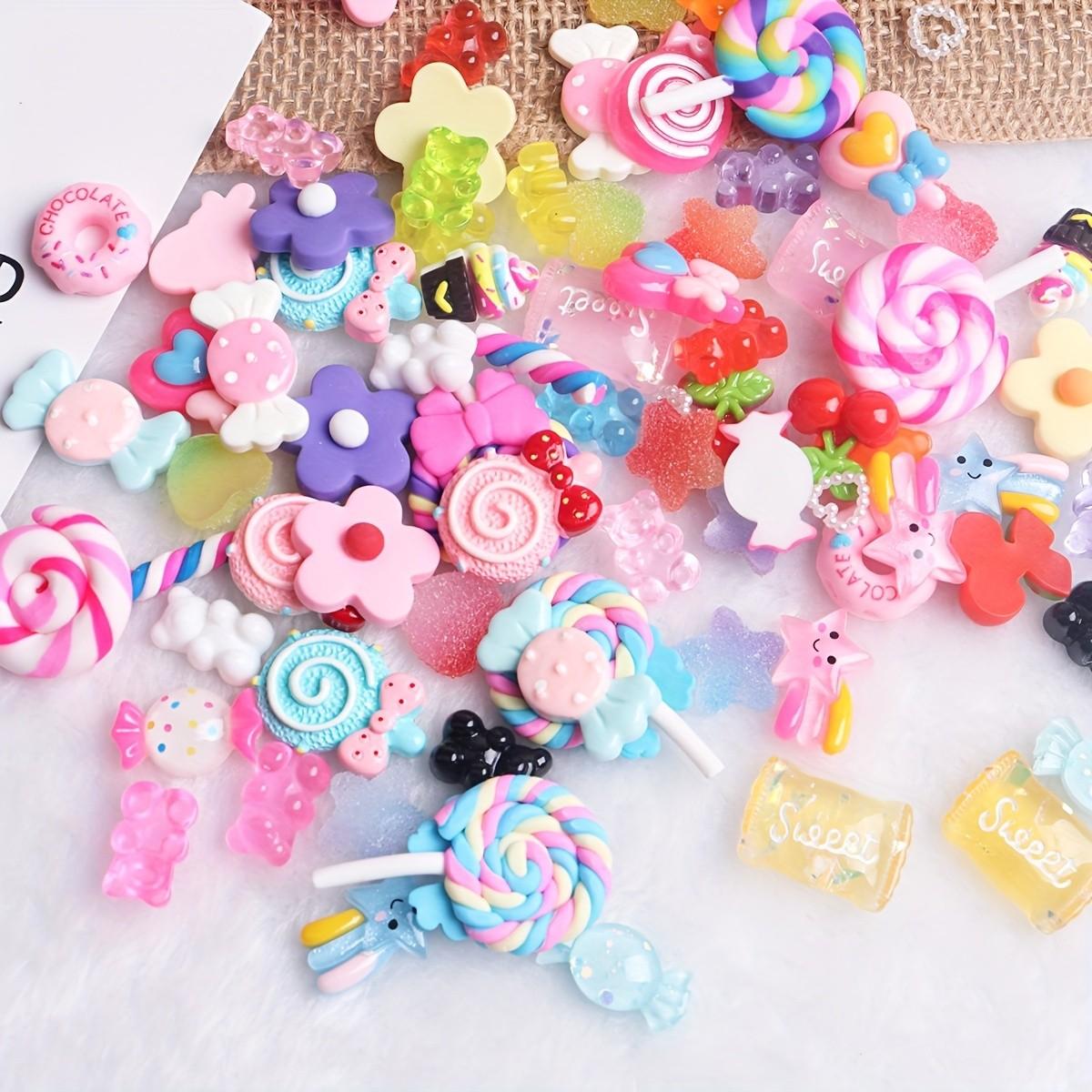 20-50pcs Candy Charms, Cute Fruit and Dessert Nail Decorations, Durable Resin Accessories for Mud, Nails, Crafts